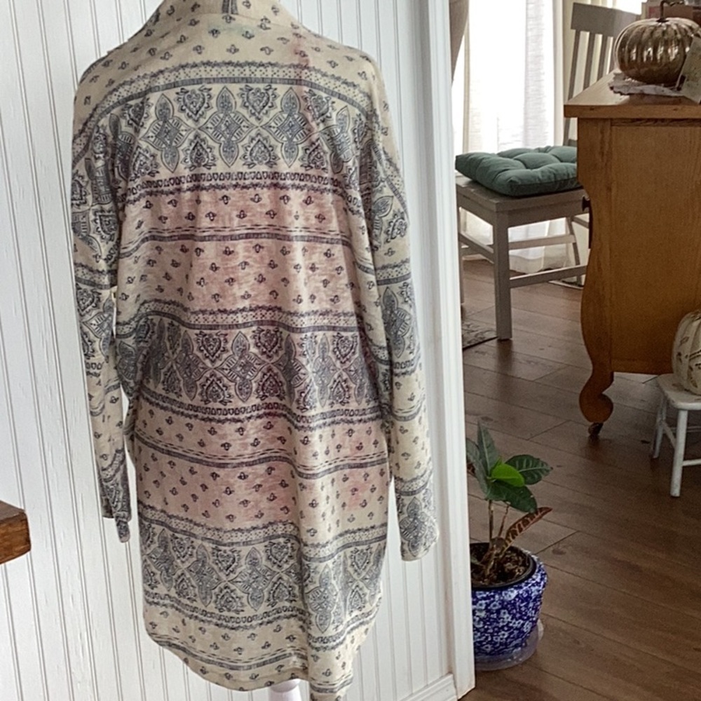 Boho Patterned Open Front Sweater - image 3